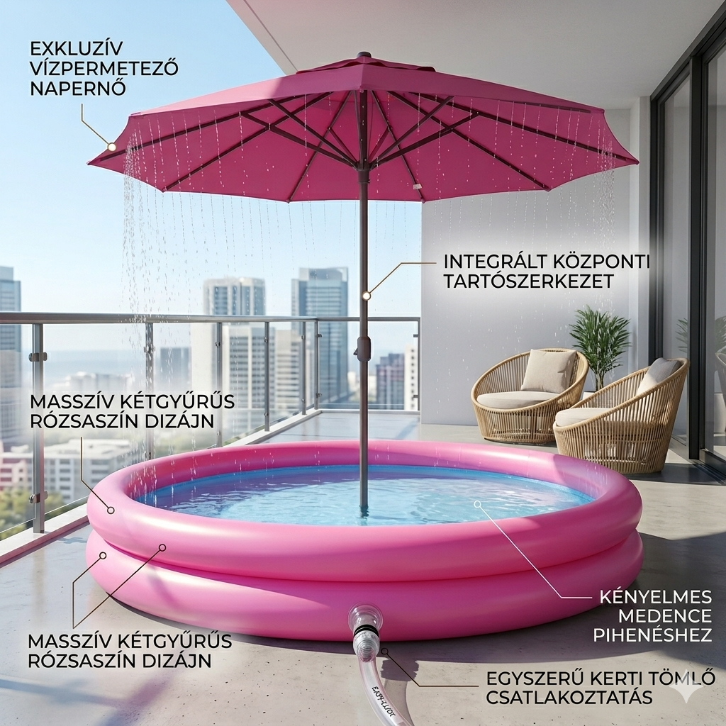 Oasi RainRelax – Prémium Felfújható Medence Beépített Esőztetővel