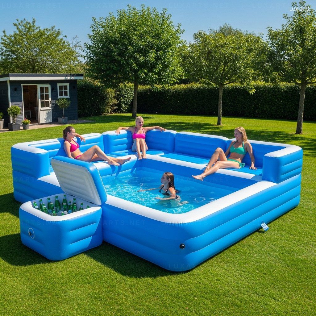 Oasis Blue: Luxus felfújható medence hűtőtartóval