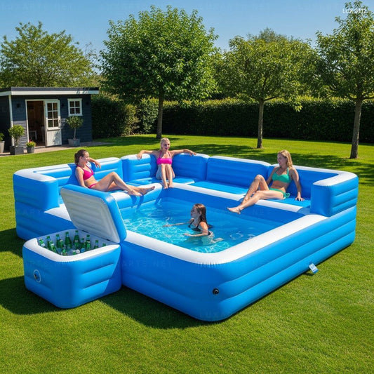 Oasis Blue: Luxus felfújható medence hűtőtartóval