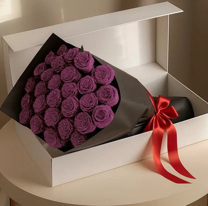 Buchet de trandafiri cu sclipici – 25 / 50 / 75 / 100 trandafiri