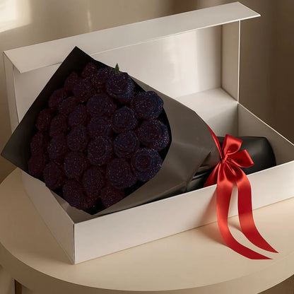 Buchet de trandafiri cu sclipici – 25 / 50 / 75 / 100 trandafiri